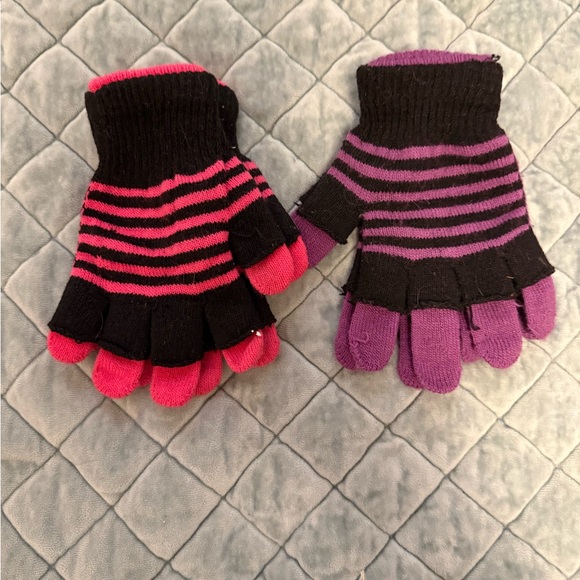 Other - Striped Kids Gloves - Black, Pink, and Purple